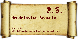 Mendelovits Beatrix névjegykártya